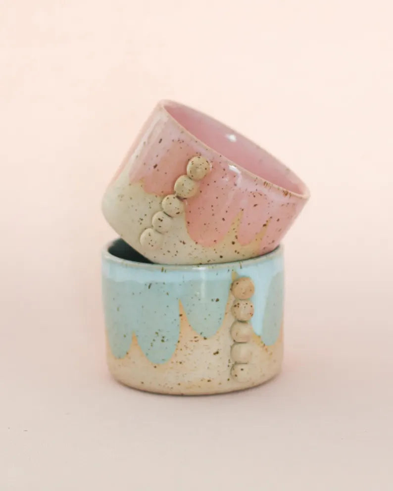 Cappuccino cup handmade from ceramic with pearl detail