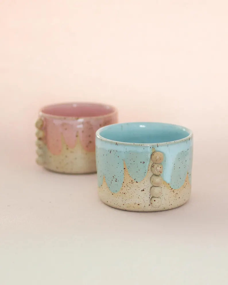 Cappuccino cup handmade from ceramic with pearl detail