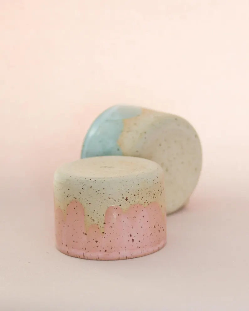 Cappuccino cup handmade from ceramic with pearl detail